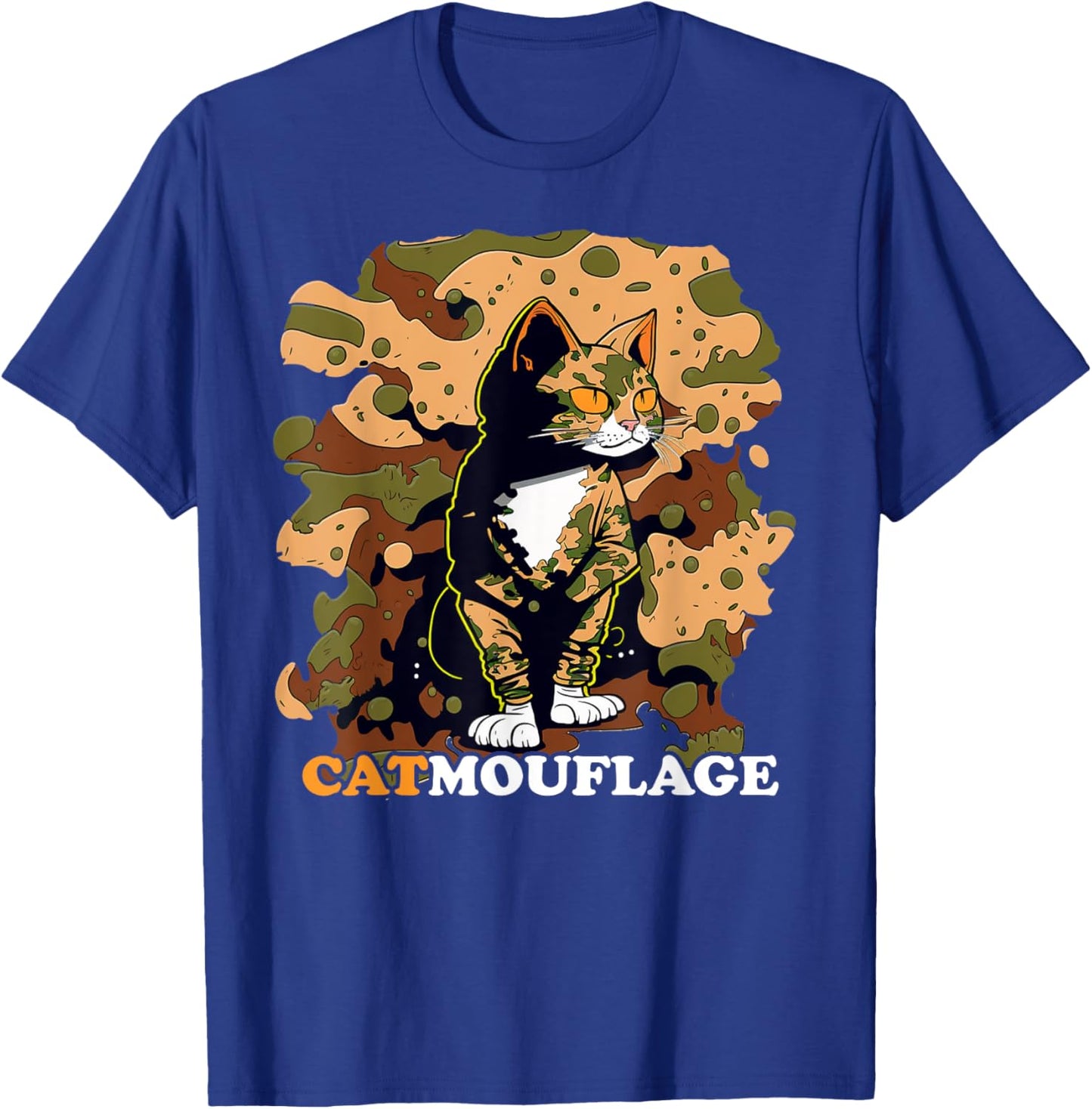 Funny Cat Pun Catmouflage Camo Joke Kids Men Women T-Shirt - T-Shirt | Royal