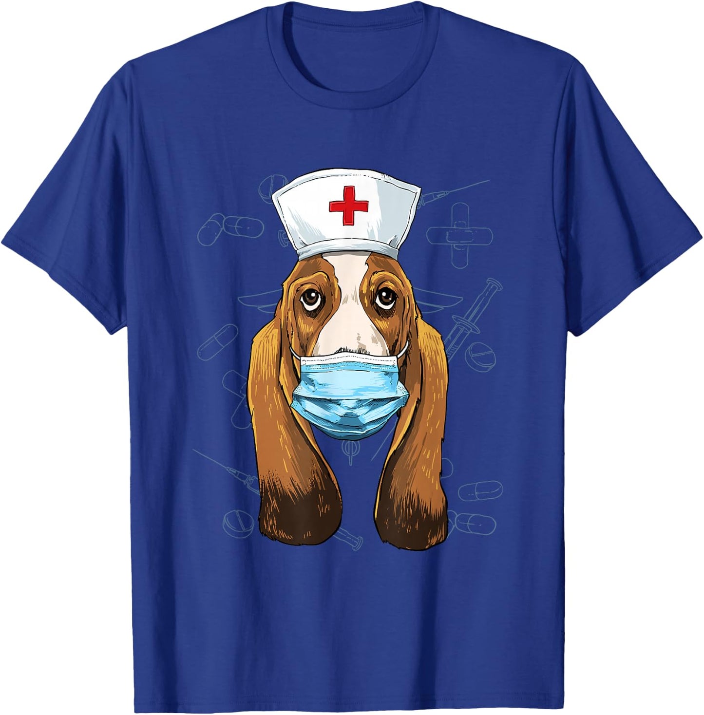 Hospital Basset Hound ER Nurse RN LPN Nurse Life Dog Lover T-Shirt - T-Shirt | Royal