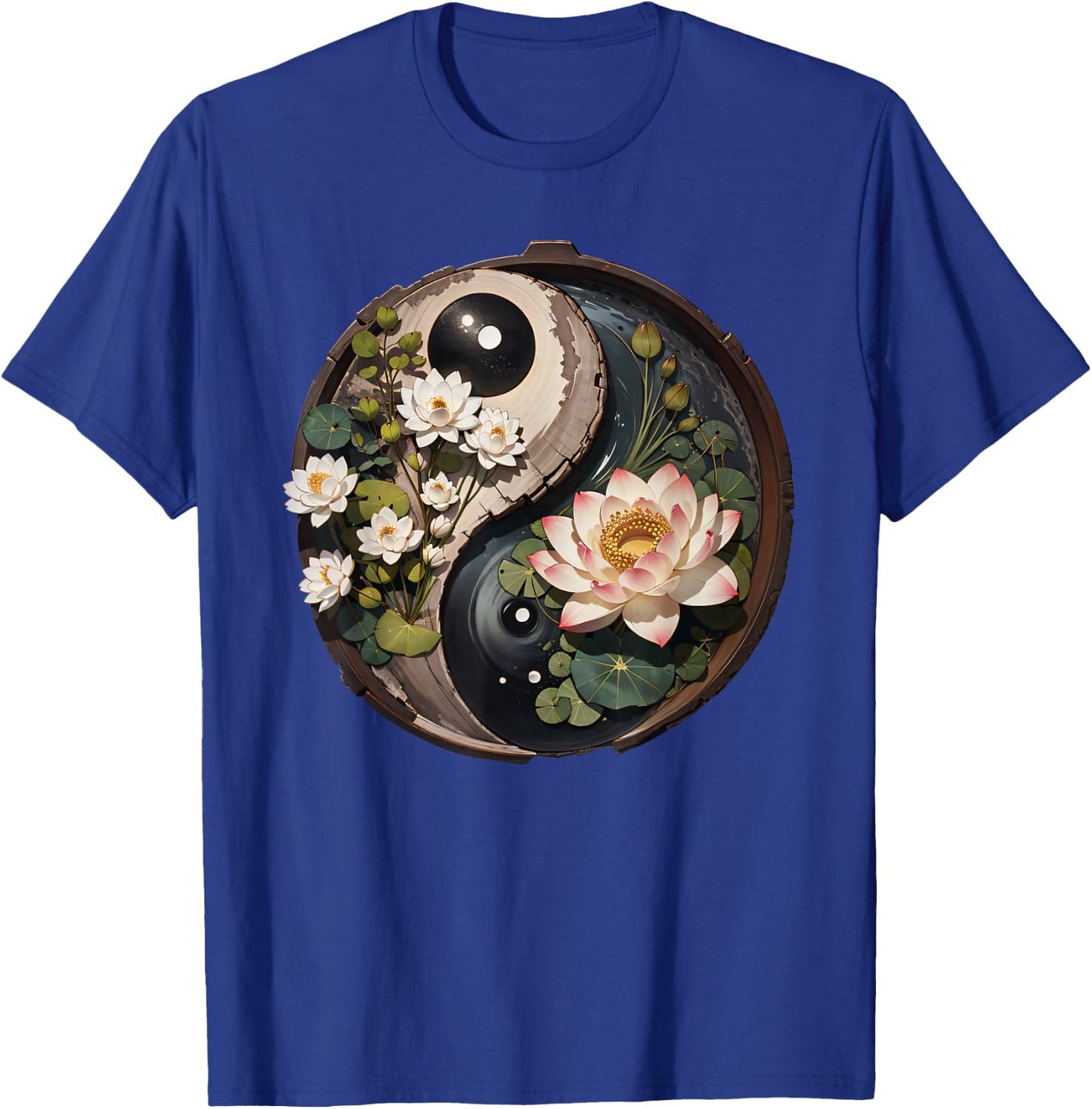Lotus Flower Pond Yin Yang T-Shirt - T-Shirt | Royal