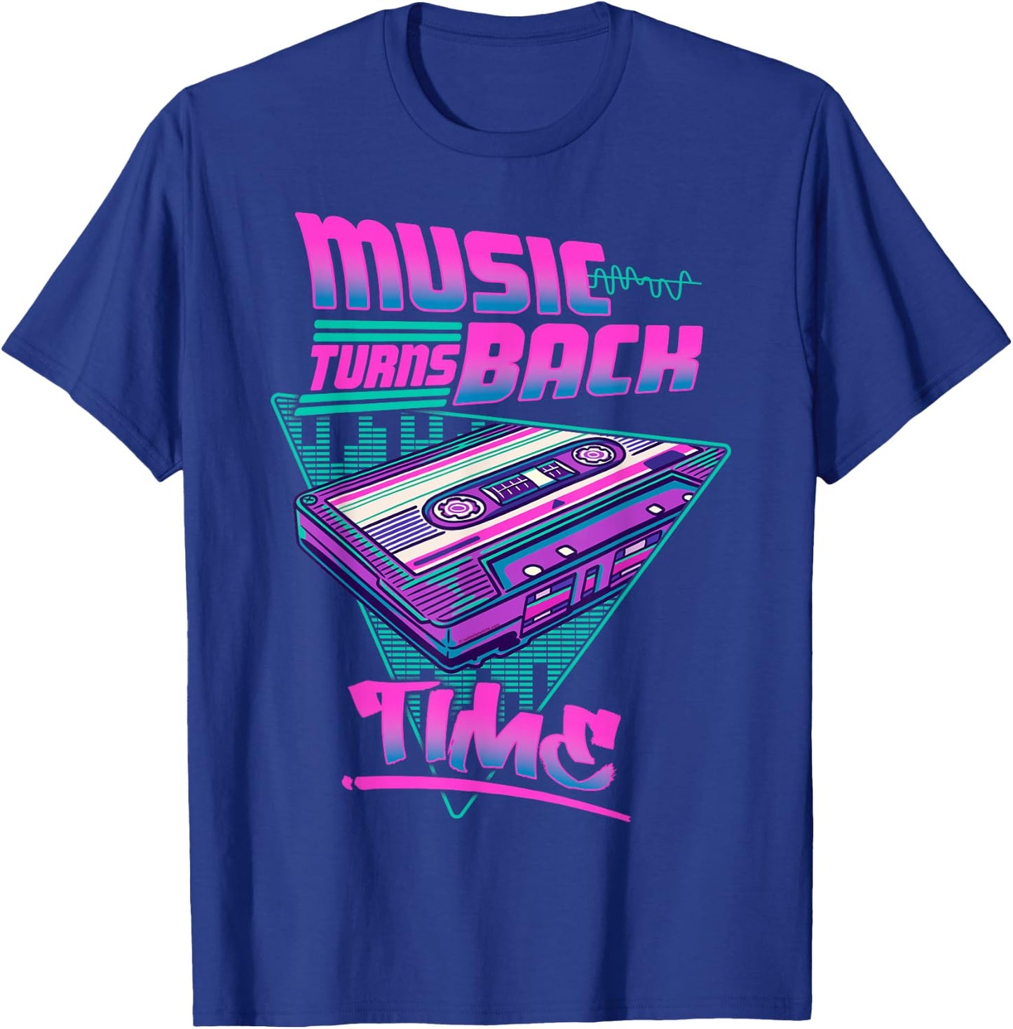 Cassette Tape with Music Wave Retro Synthwave Vaporwave T-Shirt - T-Shirt | Royal