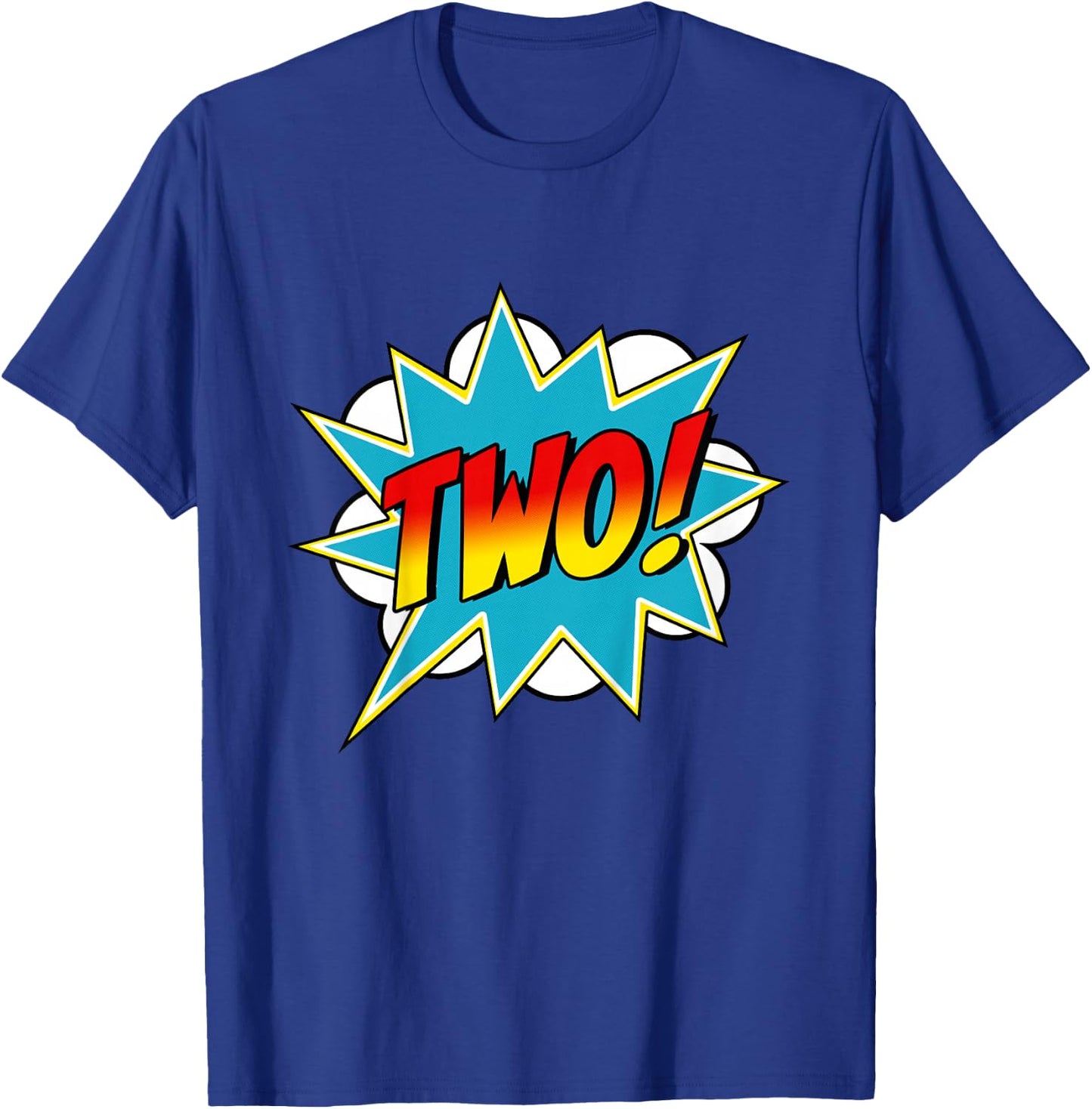 Two! 2nd Birthday Superhero Boys 2 Years Old Comic Book T-Shirt - T-Shirt | Royal
