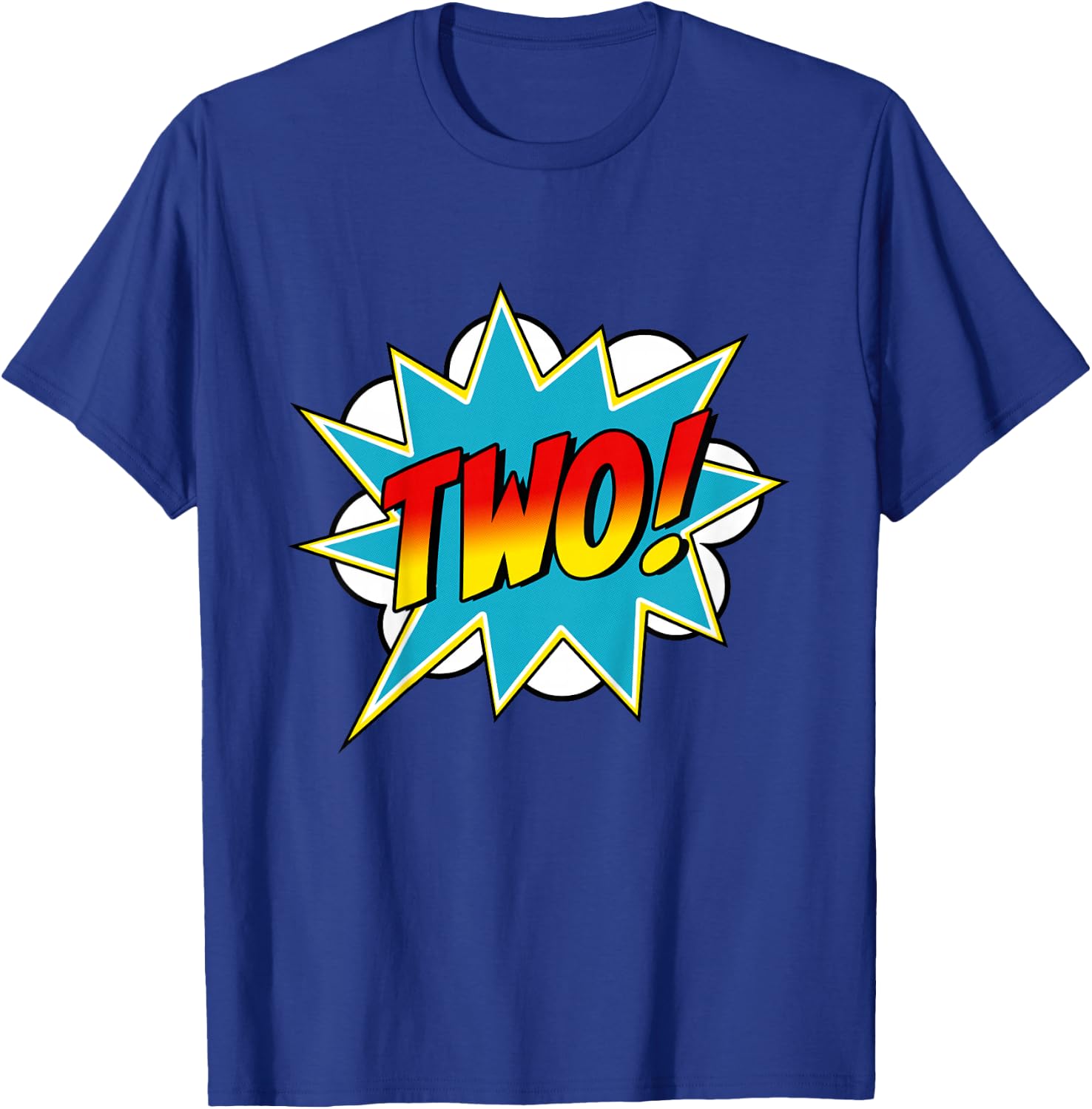 Two! 2nd Birthday Superhero Boys 2 Years Old Comic Book T-Shirt - T-Shirt | Royal