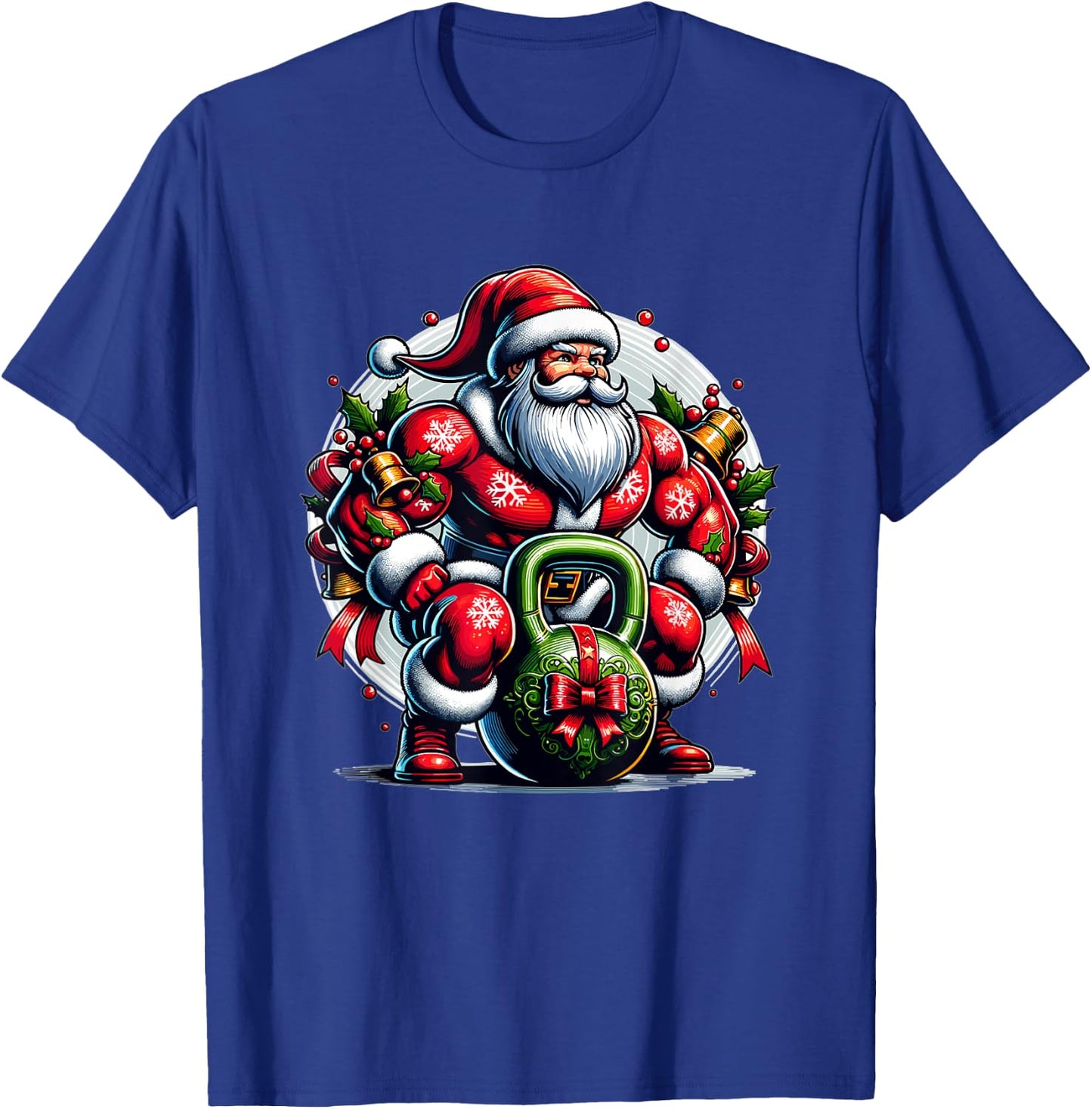 Buff Santa Kettlebell Christmas T-Shirt - T-Shirt | Royal