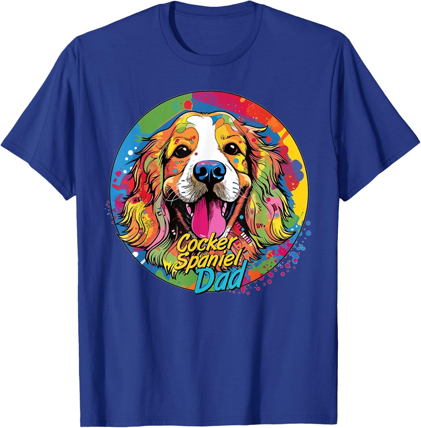 Graffiti Cocker Spaniel Dad Mural: Street Art Cocker Spaniel T-Shirt - T-Shirt | Royal