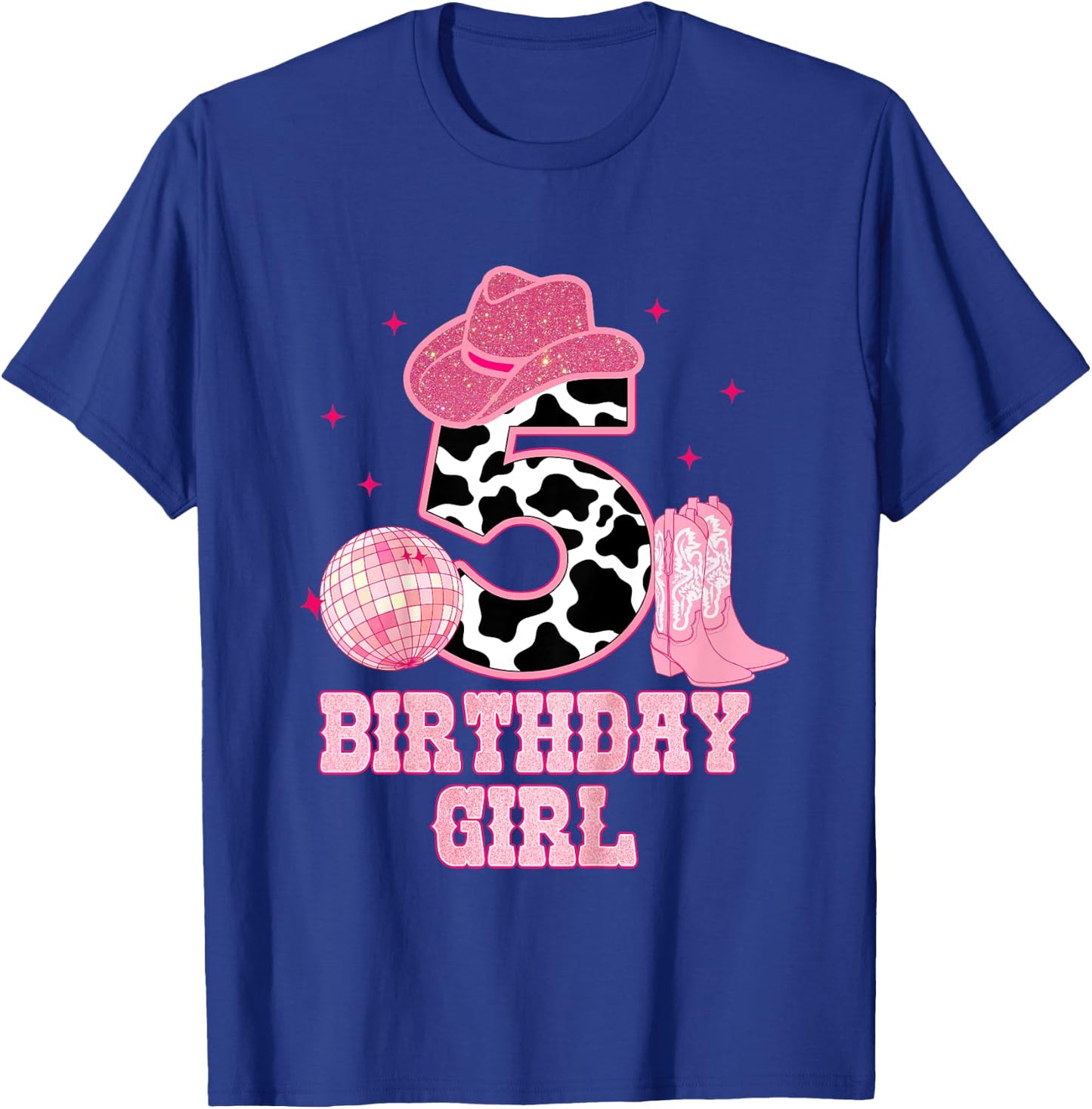 Happy 5th Birthday Girl Outfit Rodeo Western Cowgirl Cowboy T-Shirt - T-Shirt | Royal