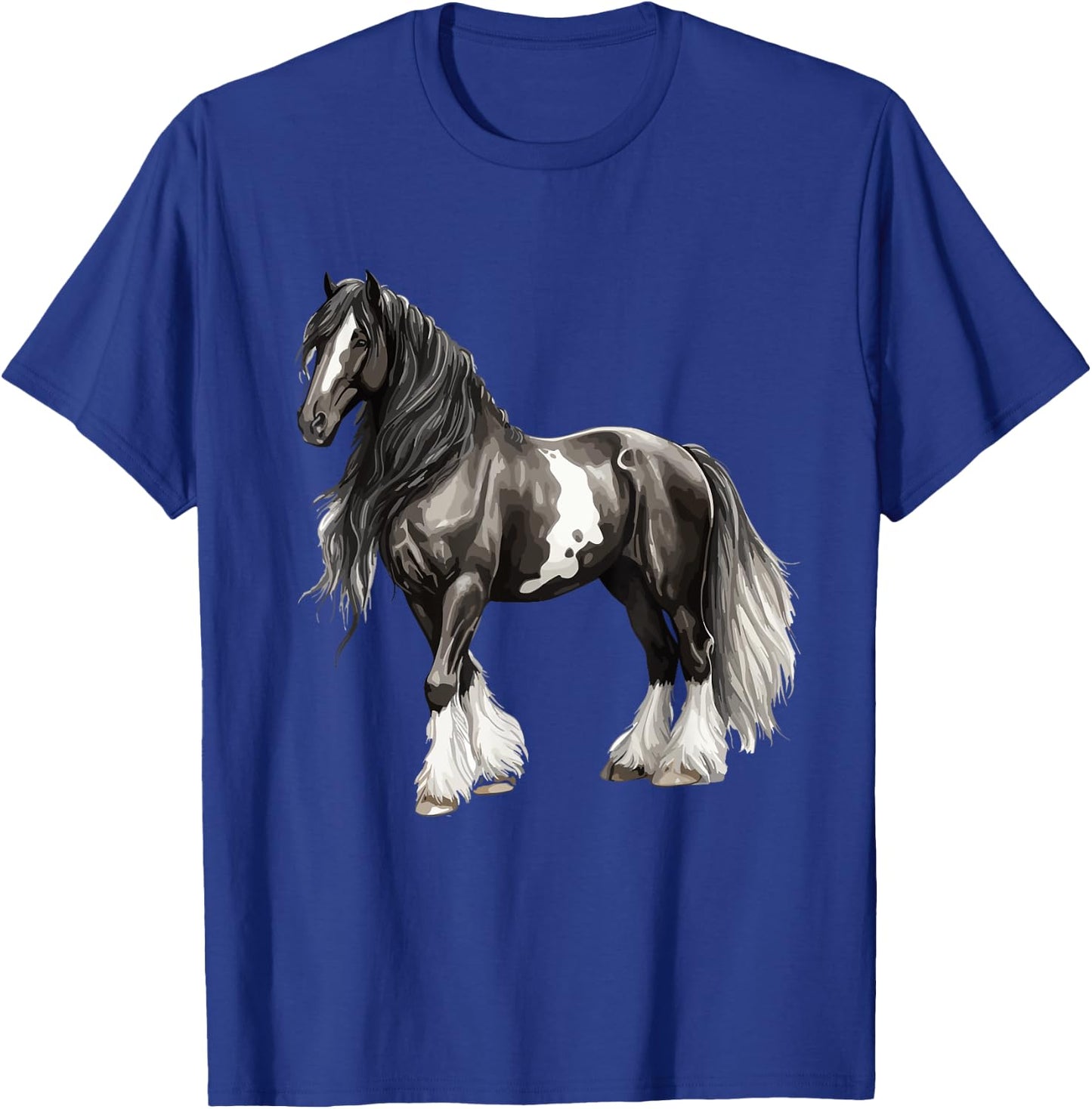 Black Gypsy Vanner Horse Lover Riding Equestrian T-Shirt - T-Shirt | Royal