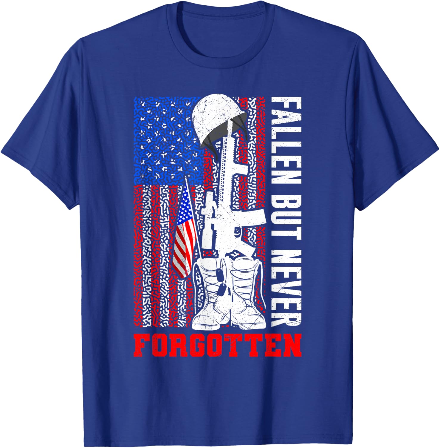 Fallen but never Forgotten Soldiers Army USA Memorial Day T-Shirt - T-Shirt | Royal