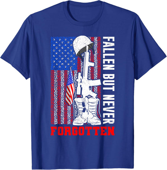 Fallen but never Forgotten Soldiers Army USA Memorial Day T-Shirt - T-Shirt | Royal