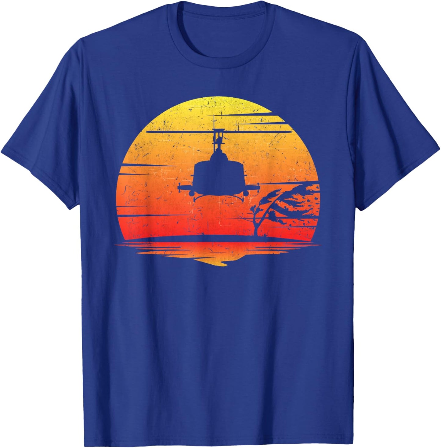 UH-1 Huey Retro Helicopter Vintage Style Vietnam Chopper T-Shirt - T-Shirt | Royal
