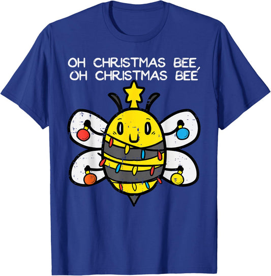 Funny Oh Christmas Bee Xmas Lights Men Women Boys Girls Kids T-Shirt - T-Shirt | Royal