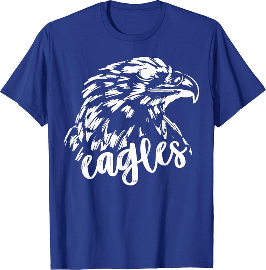 Retro Eagles Mascot, School Spirit, Eagle Sports T-Shirt - T-Shirt | Royal