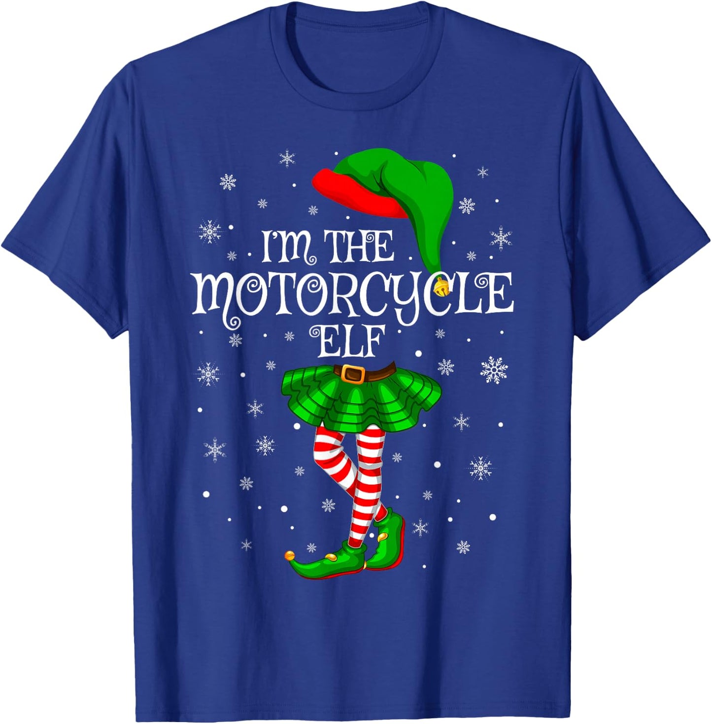 Motorcycle Elf Christmas Matching Family Women Girls Elf T-Shirt - T-Shirt | Royal