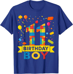 11 Year Old Building Blocks 11th Birthday Boy T-Shirt - T-Shirt | Royal