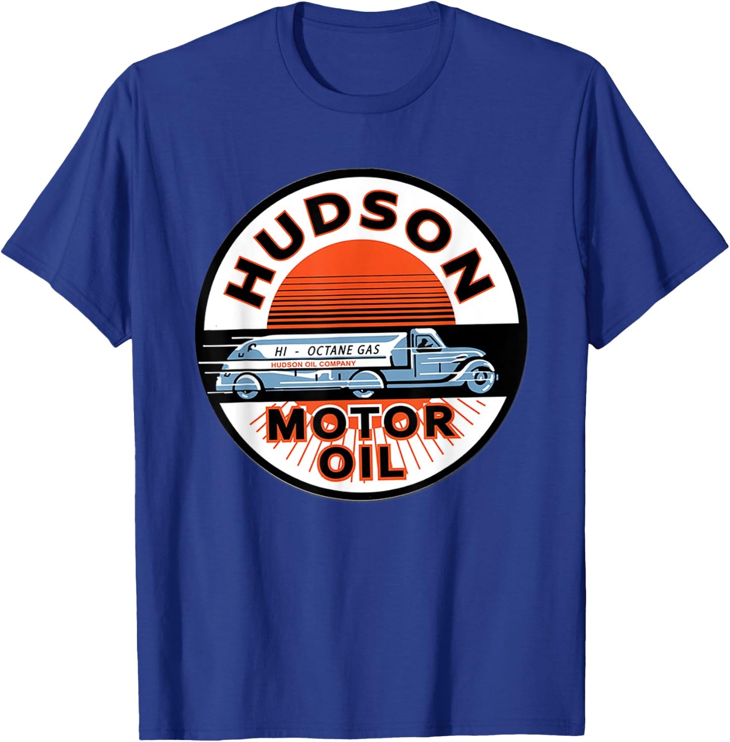 Retro Vintage Gas Station Hudson Motor Oil Car Bikes Garage T-Shirt - T-Shirt | Royal