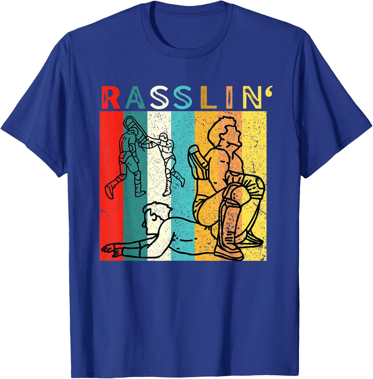 Retro Vintage Rasslin' Pro Wrestling Fan T-Shirt - T-Shirt | Royal