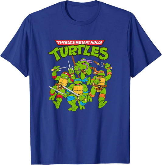 Teenage Mutant Ninja Turtles Classic Vintage Ninja Attack T-Shirt - T-Shirt | Royal