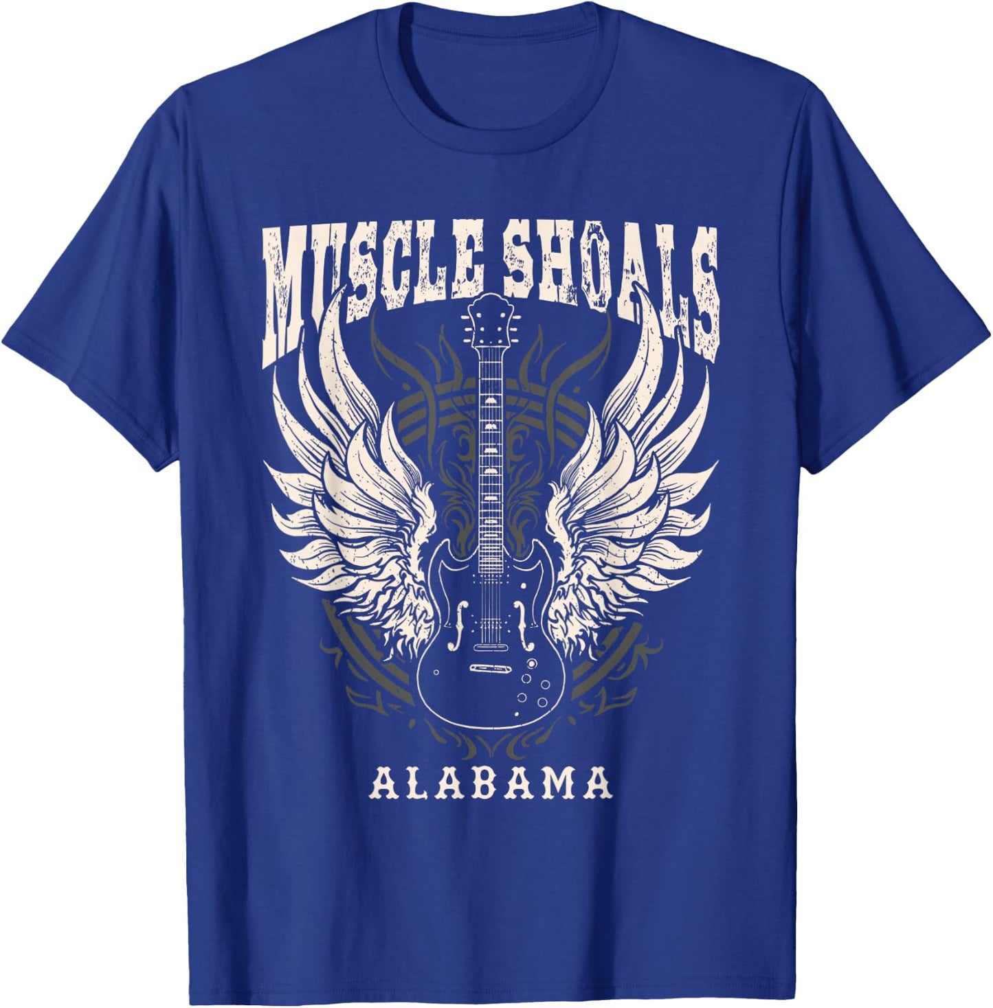 Muscle Shoals Alabama Vintage Guitar Wings T-Shirt - T-Shirt | Royal