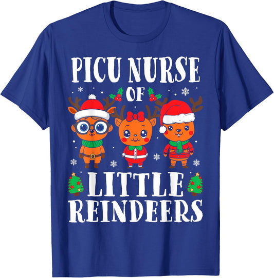 PICU Nurse of Smart Reindeers Pediatric Nurse Christmas T-Shirt - T-Shirt | Royal