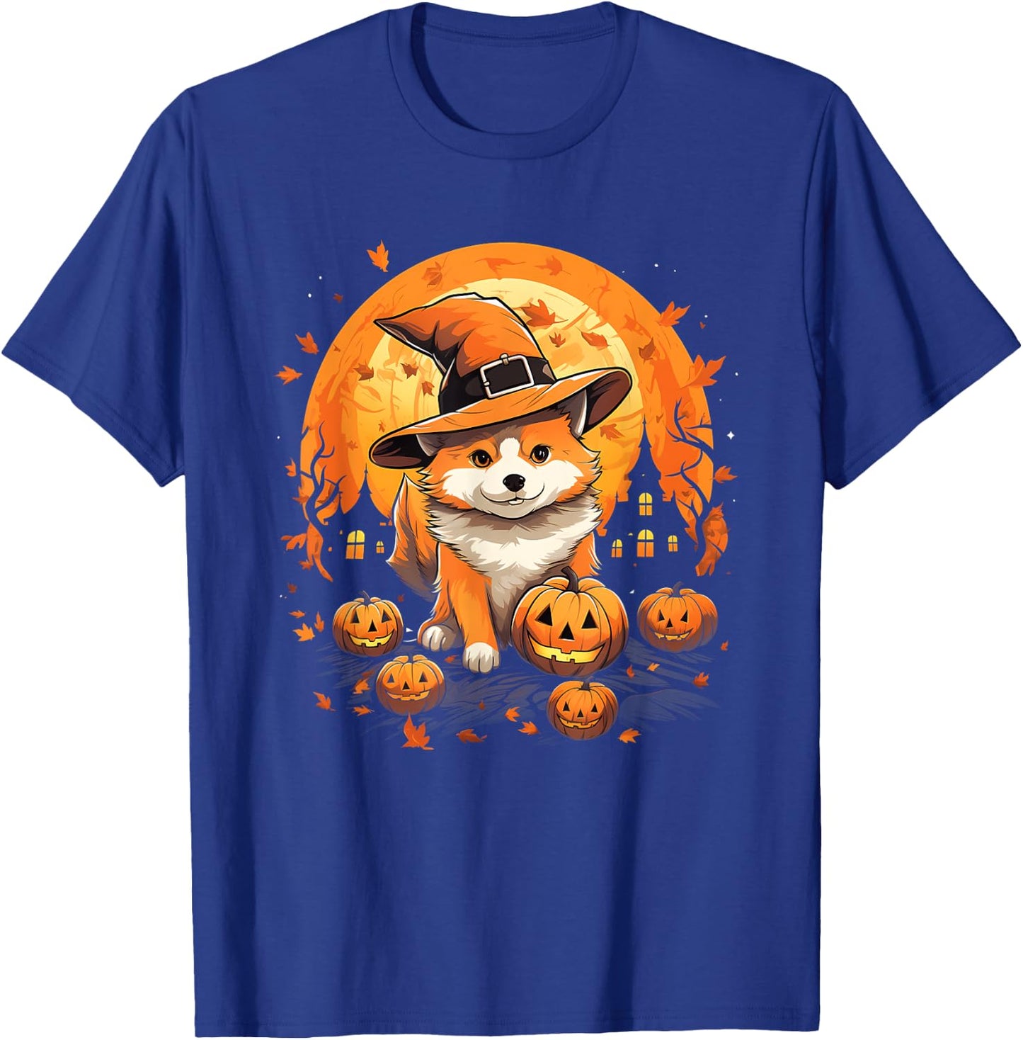 Spooky Jindo Dog Witch Halloween T-Shirt - T-Shirt | Royal