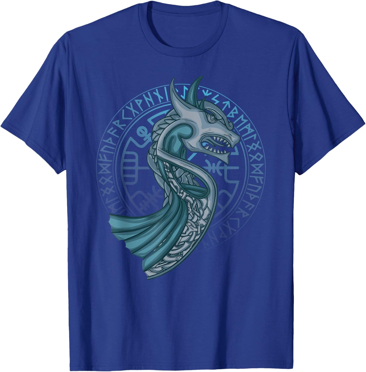 Dragon Boat Runes Circle Norse Compass Viking Fan T-Shirt - T-Shirt | Royal