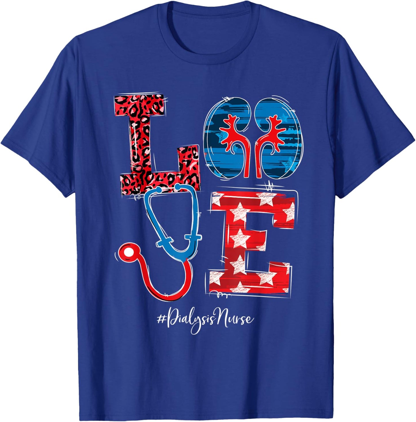 Love Dialysis Nurse Happy 4th Of July Independence Day Men T-Shirt - T-Shirt | Royal