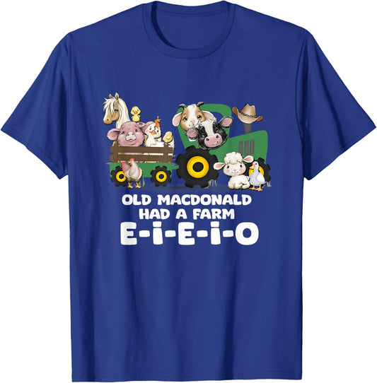 Toddler Kids Old MacDonald Had a Farm E-I-E-I-O Nursery Song T-Shirt - T-Shirt | Royal