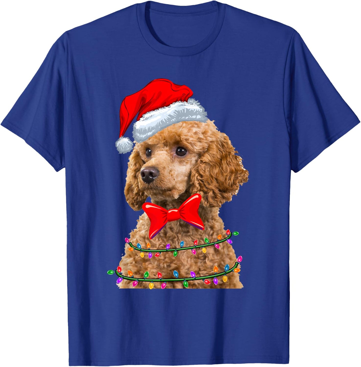 Christmas Lights Poodle Wearing Xmas Hat - Cute Dog Lover T-Shirt - T-Shirt | Royal