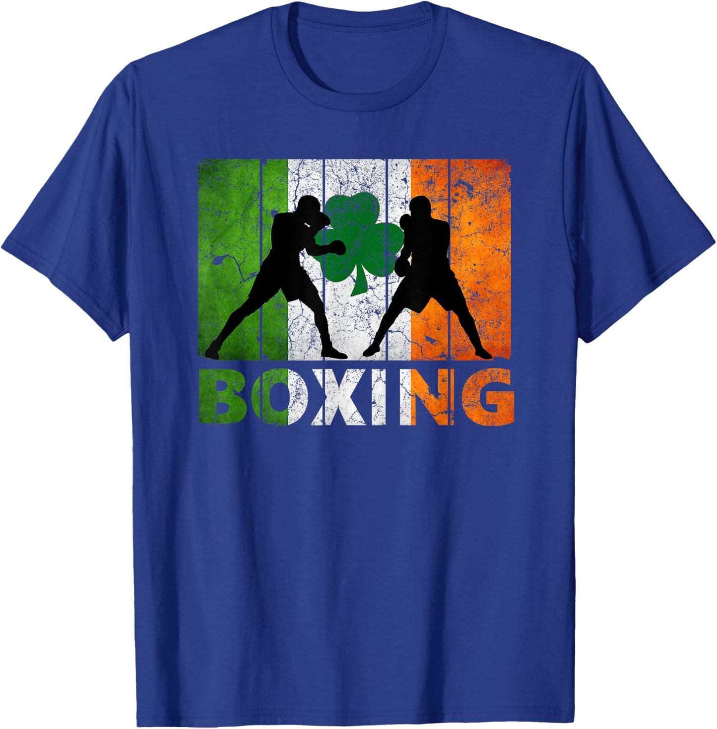 Vintage Irish boxing Ireland Flag Shamrock St Patrick's Day T-Shirt - T-Shirt | Royal
