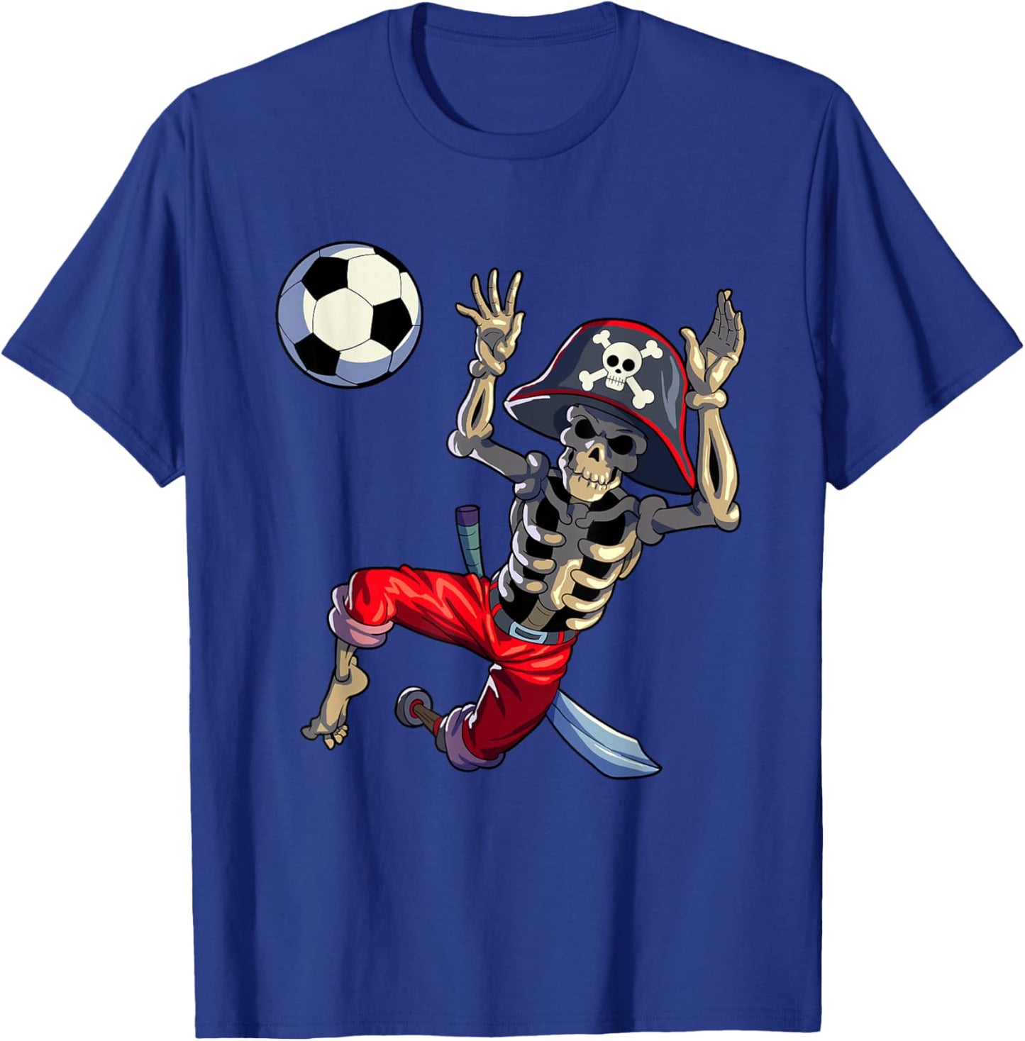 Soccer Skeleton Halloween Soccer Goalkeeper Pirate Halloween T-Shirt - T-Shirt | Royal