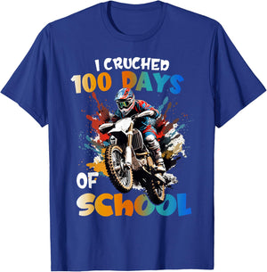 I Crushed 100 Days Of School Dirt Bike For Boys T-Shirt - T-Shirt | Royal