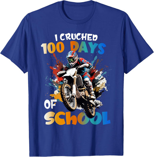 I Crushed 100 Days Of School Dirt Bike For Boys T-Shirt - T-Shirt | Royal