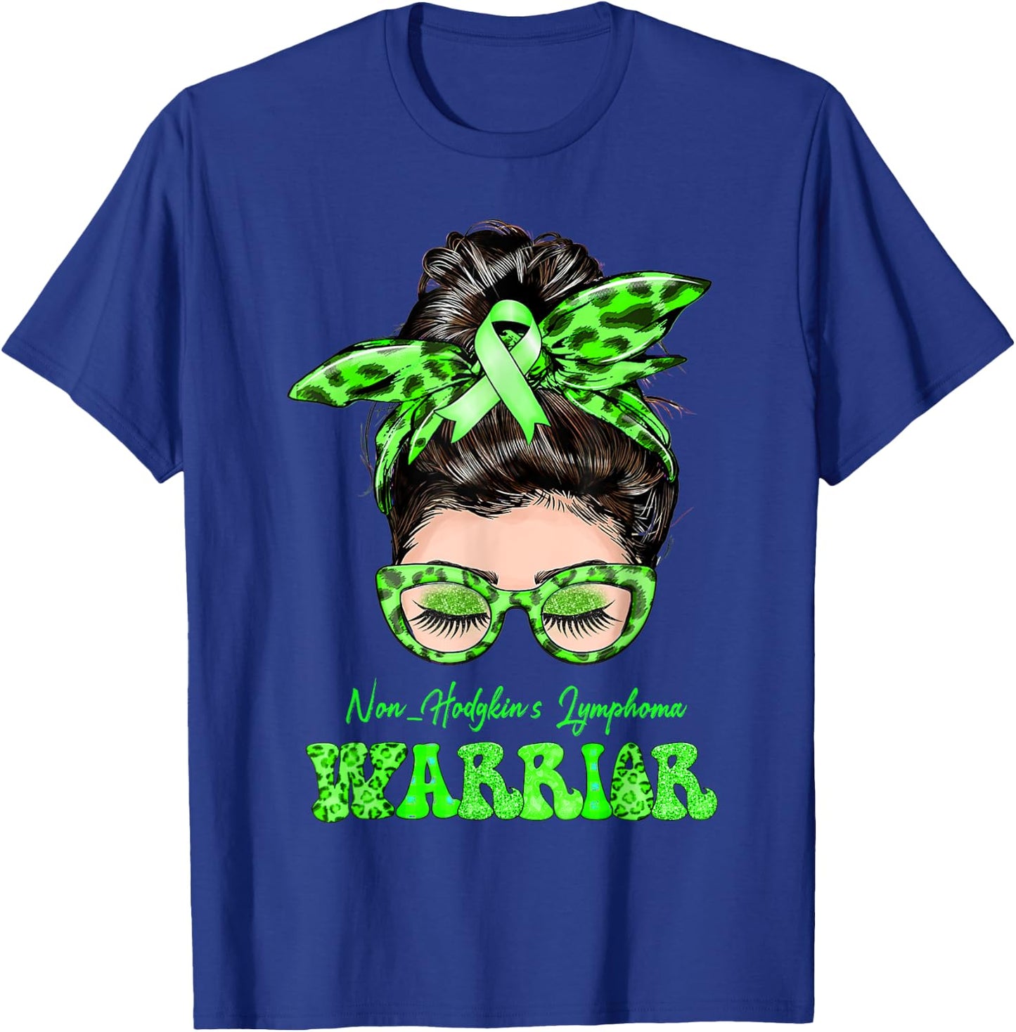 Non-Hodgkin's Lymphoma Warrior Messy Bun T-Shirt - T-Shirt | Royal