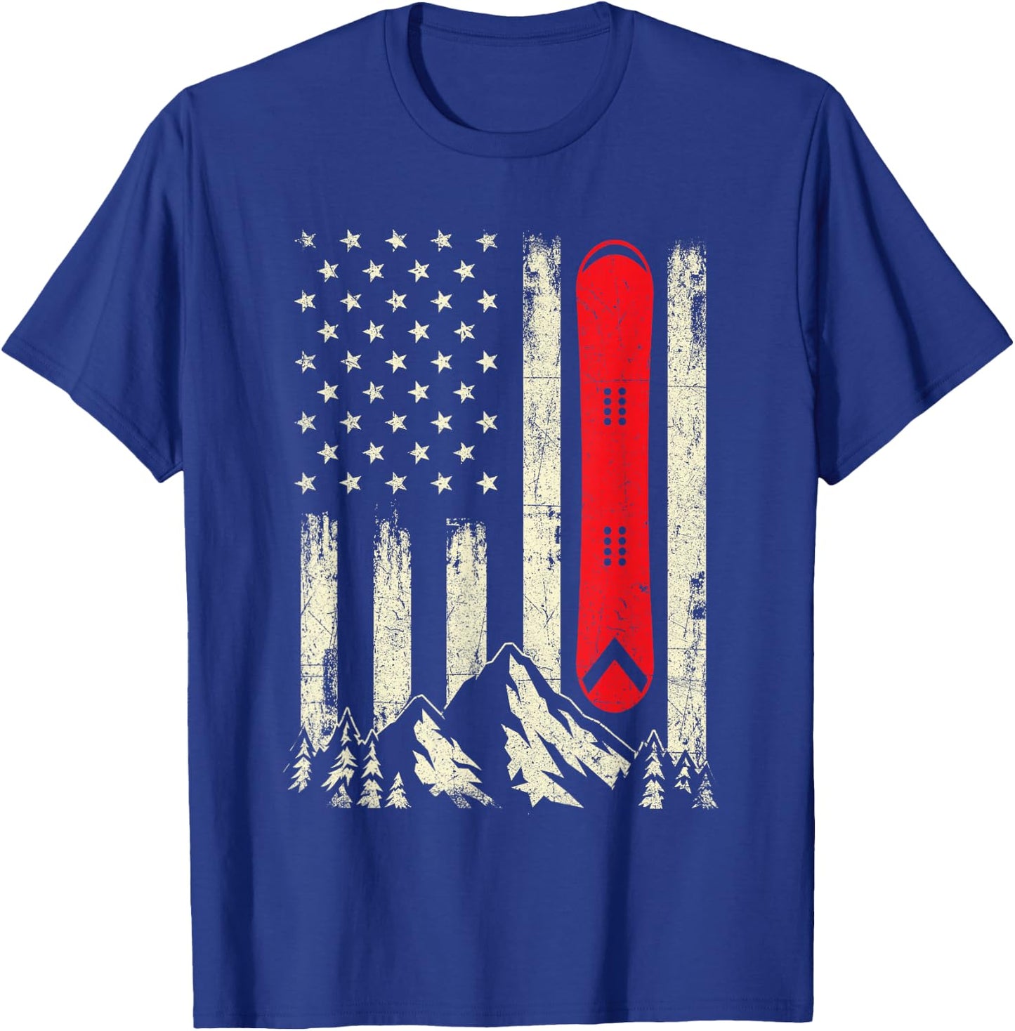 Snowboarding Lover - USA Flag Snowboarder Wintersports Lover T-Shirt - T-Shirt | Royal