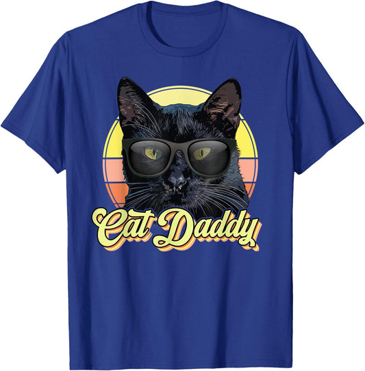 Cat Daddy Black Cat Vintage Eighties Style Cat Retro T-Shirt - T-Shirt | Royal