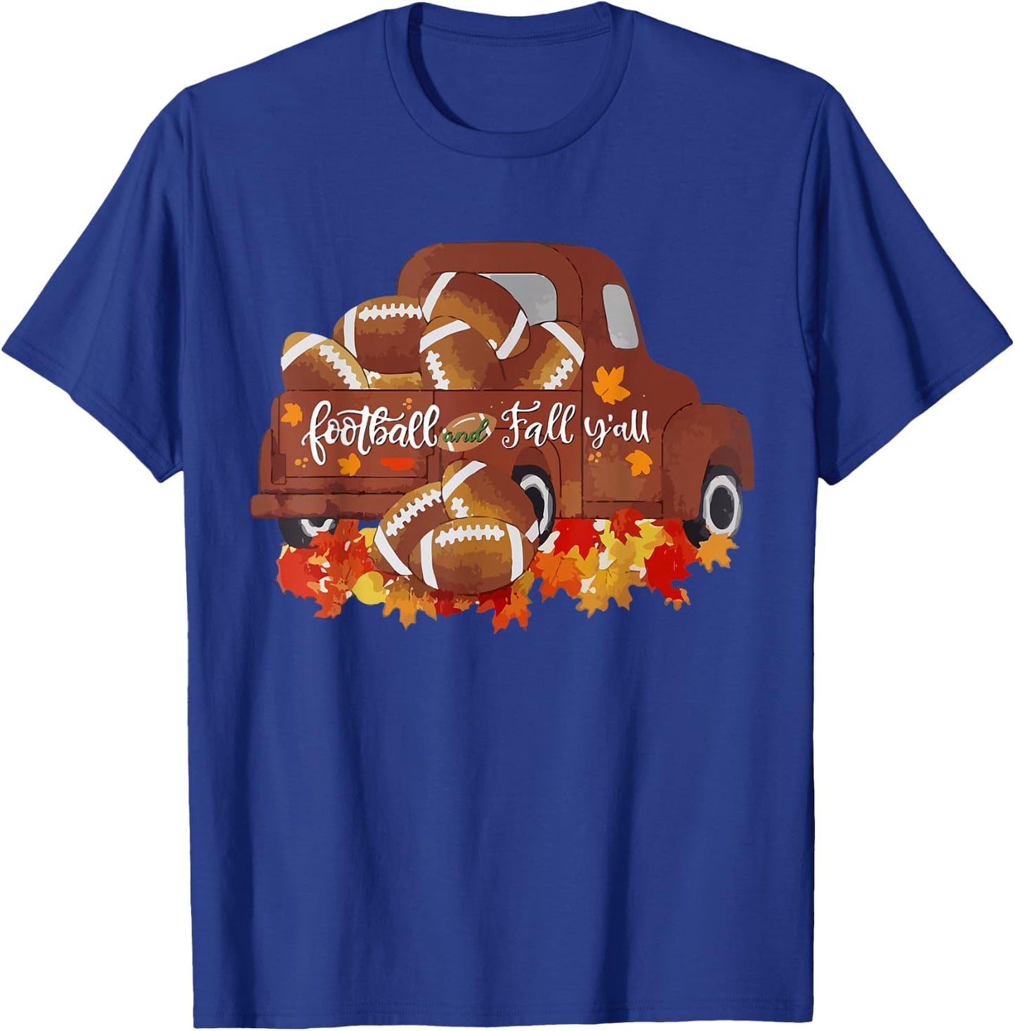 Football and Fall Y'all Vintage Fall Football Season funny T-Shirt - T-Shirt | Royal