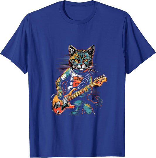 Cat Playing Bass Guitar Bassist Bass Guitarist Cats Lover Women T-Shirt - T-Shirt | Royal