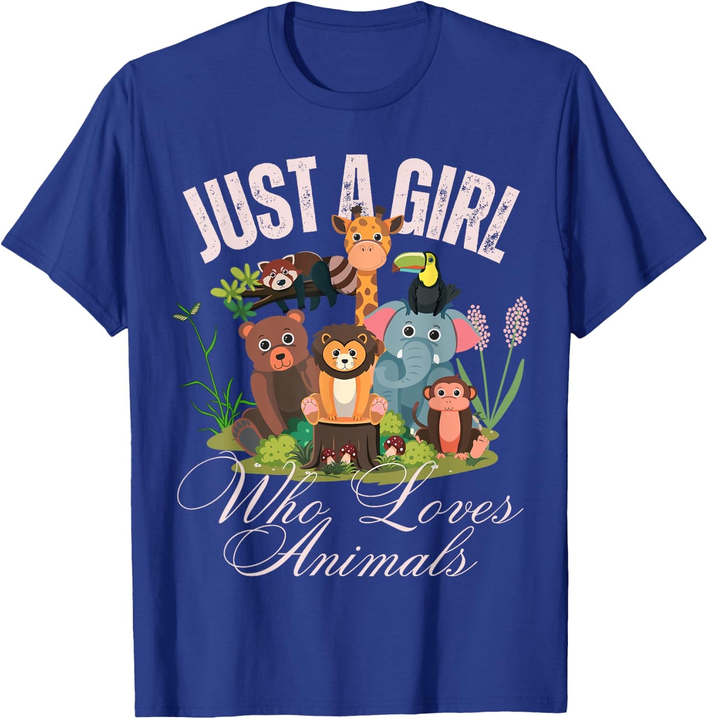 Just A Girl Who Loves Animals Lover kids Wild Zoo Animals T-Shirt - T-Shirt | Royal