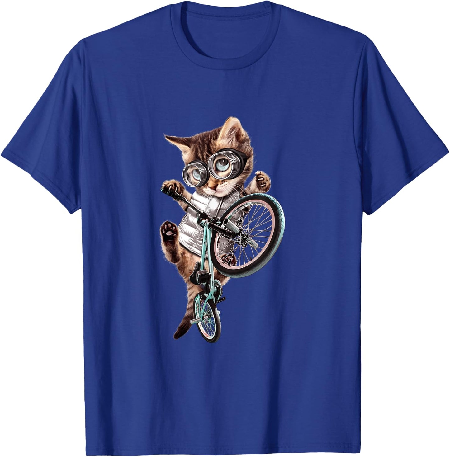 Cat riding BMX Bicycle T-Shirt - T-Shirt | Royal