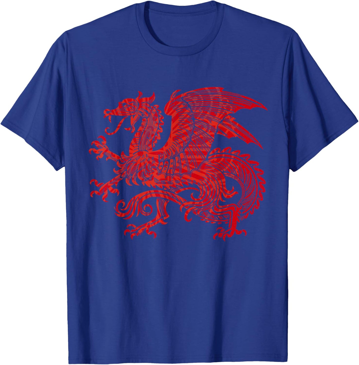 Red Fierce Dragon with Spiked Wings and Mandala Dragon Skin T-Shirt - T-Shirt | Royal