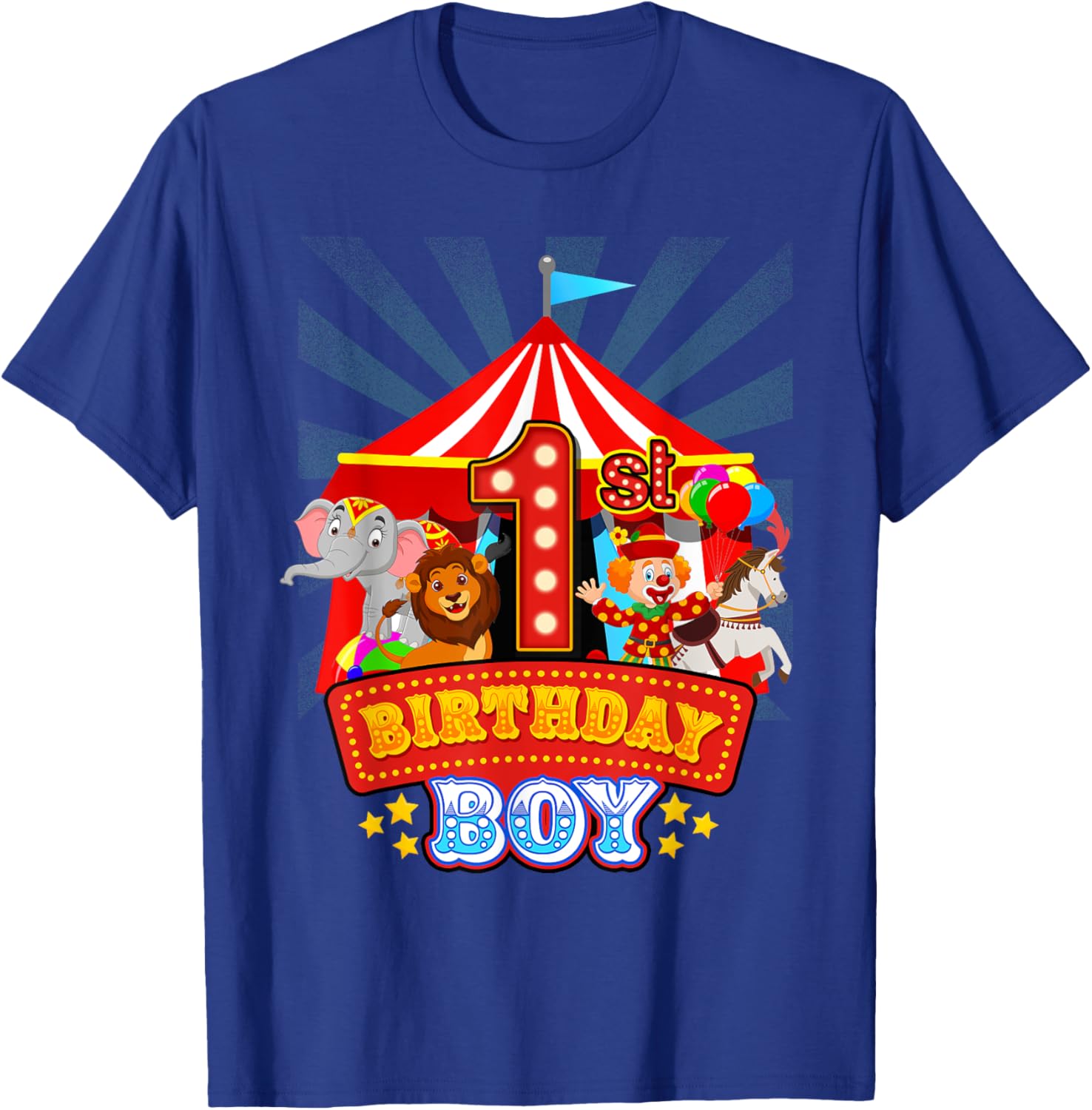 1st Birthday Outfit Boy 1 Year Old Circus Carnival Bday T-Shirt - T-Shirt | Royal