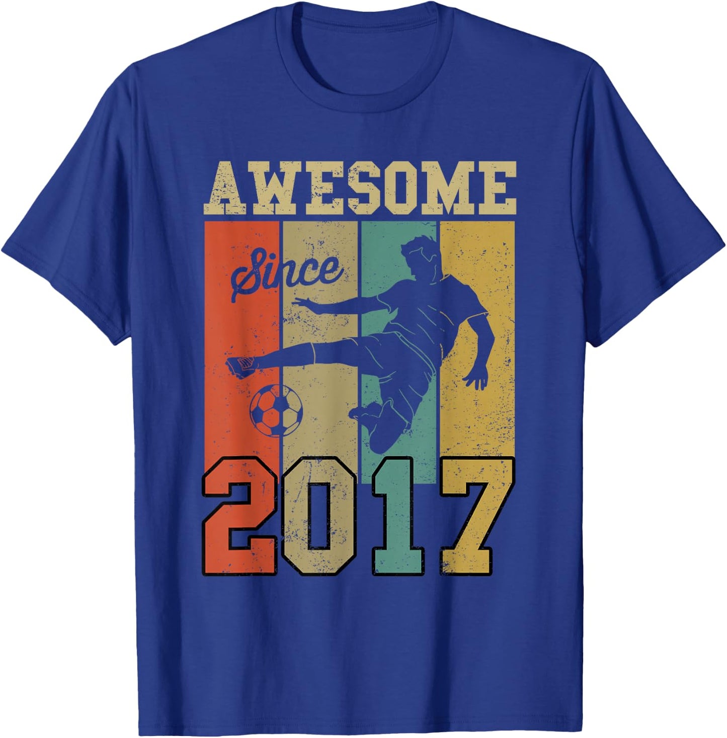 6th Birthday Shirts For Boys Soccer Awesome Since 2017 T-Shirt - T-Shirt | Royal