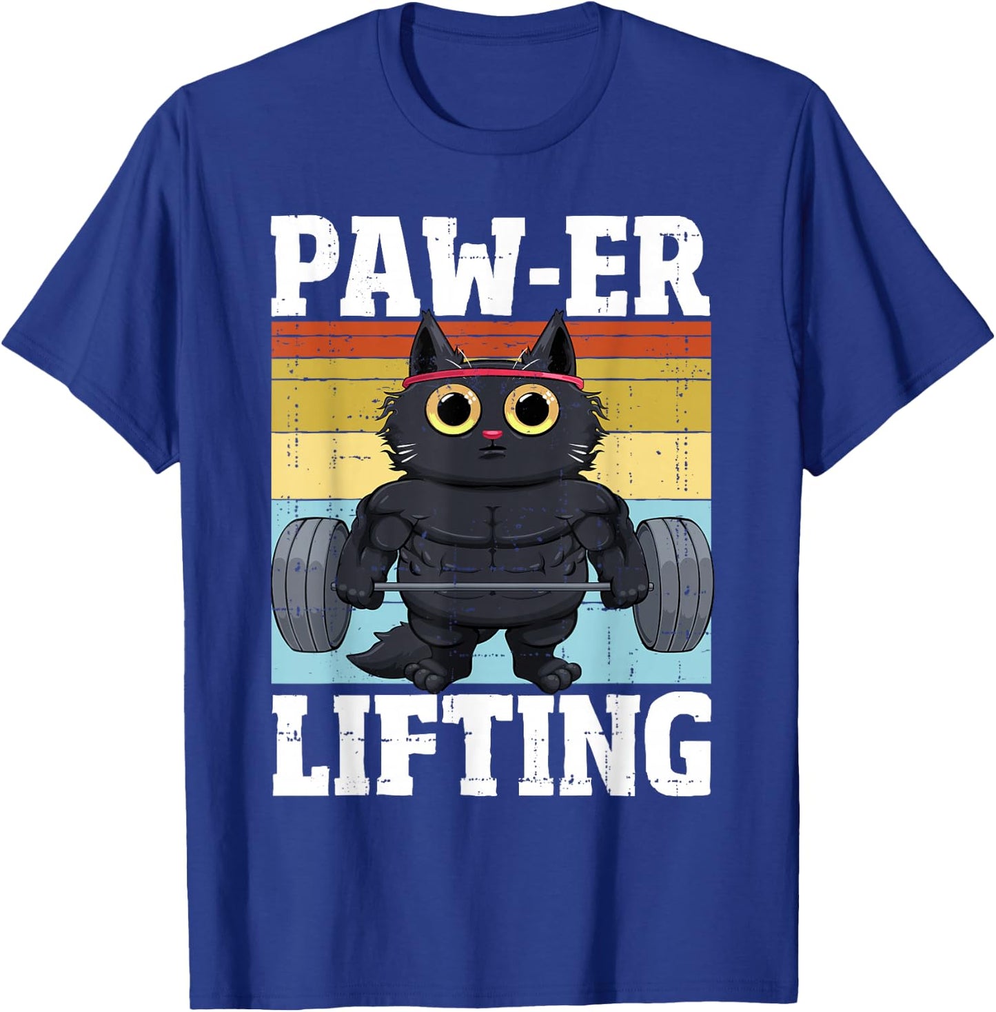 Power Lifting Paw Cat Gym Funny Workout Cat T-Shirt - T-Shirt | Royal