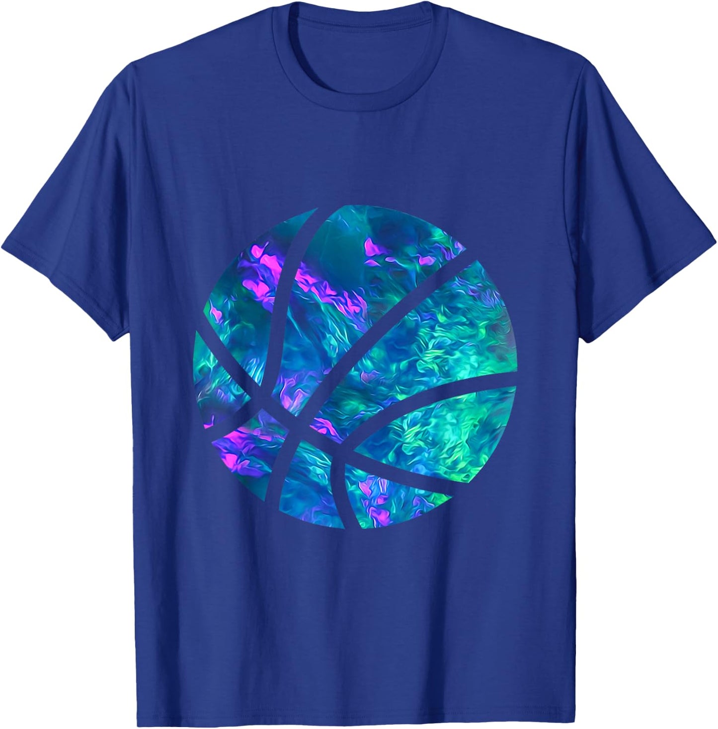 Cyan Blue Violet teal Basketball For Sports Lover Player T-Shirt - T-Shirt | Royal