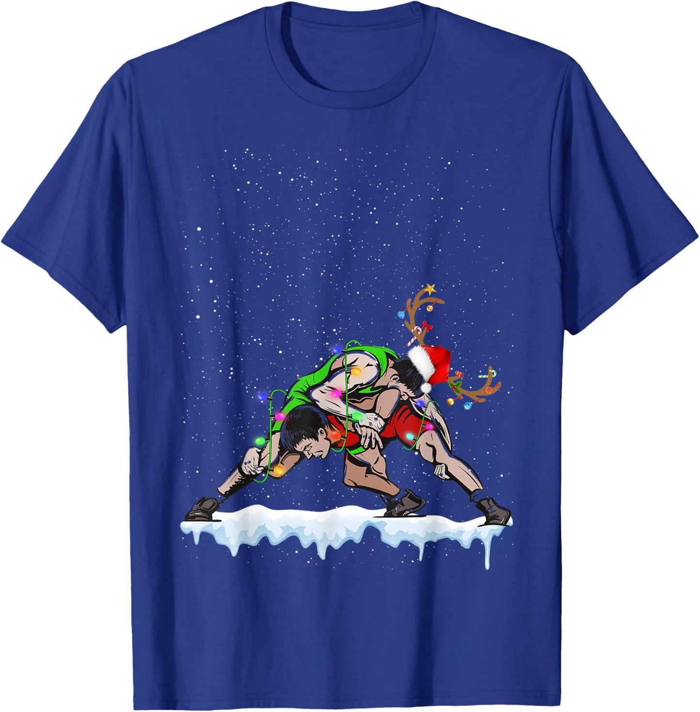 Christmas Wrestling Santa Hat Xmas Boys Men Sport T-Shirt - T-Shirt | Royal