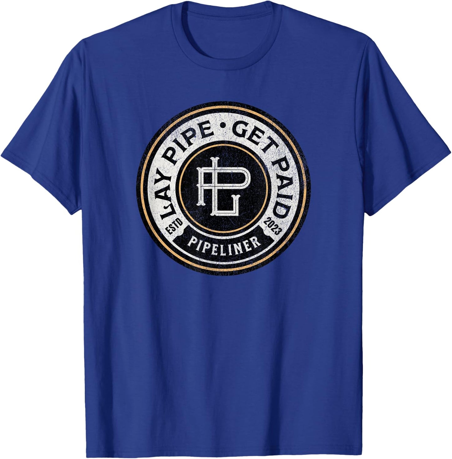 Pipeliner Men's Black Classic Fit Short Sleeve , Pipeline Worker , Small T-Shirt - T-Shirt | Royal