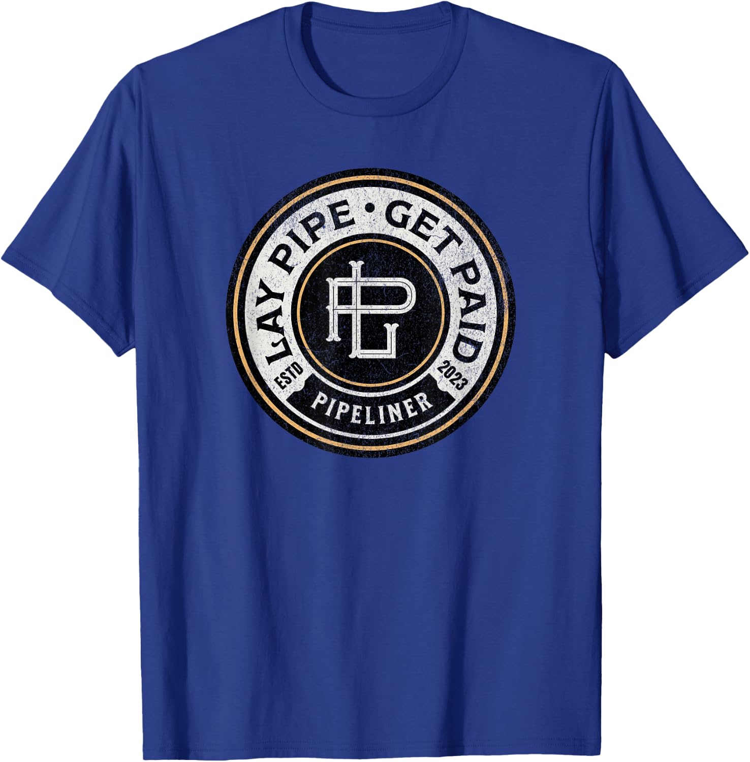 Pipeliner Men's Black Classic Fit Short Sleeve , Pipeline Worker , Small T-Shirt - T-Shirt | Royal