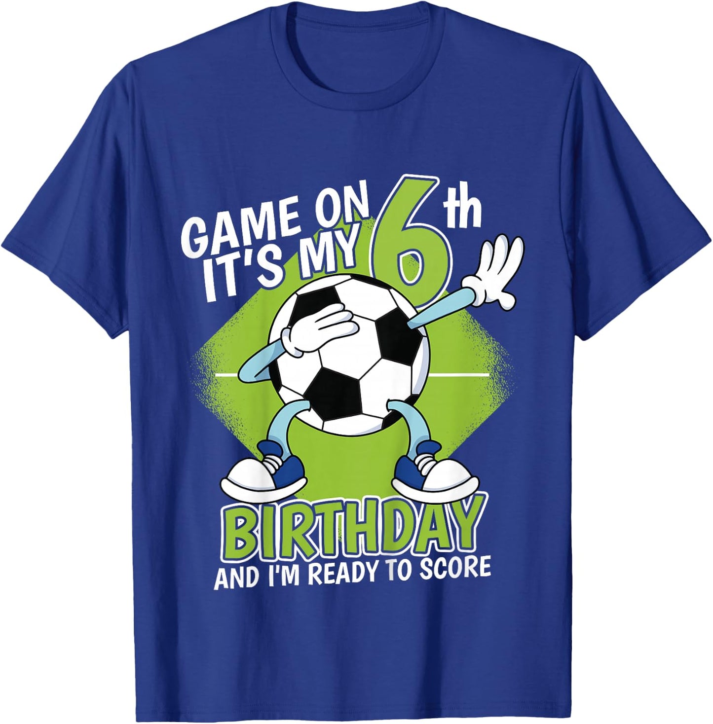 Kids 6 Year Old Soccer Player Boy Birthday 6th Bday Soccer Theme T-Shirt - T-Shirt | Royal