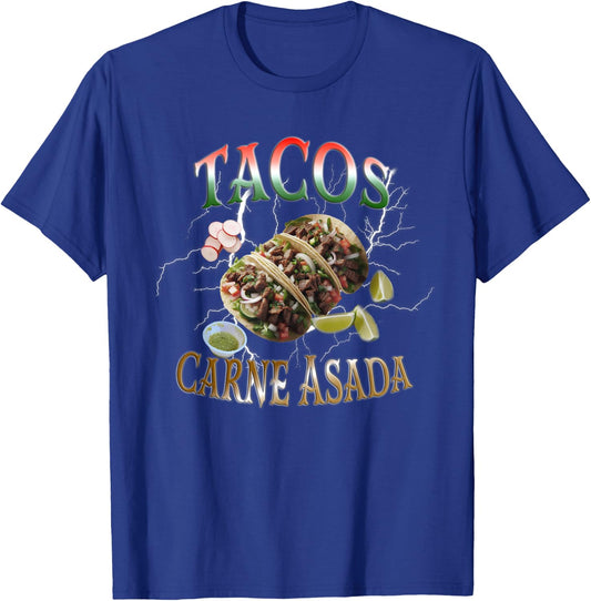 Tacos carne asada Vintage Bootleg Rap 90s T-Shirt - T-Shirt | Royal