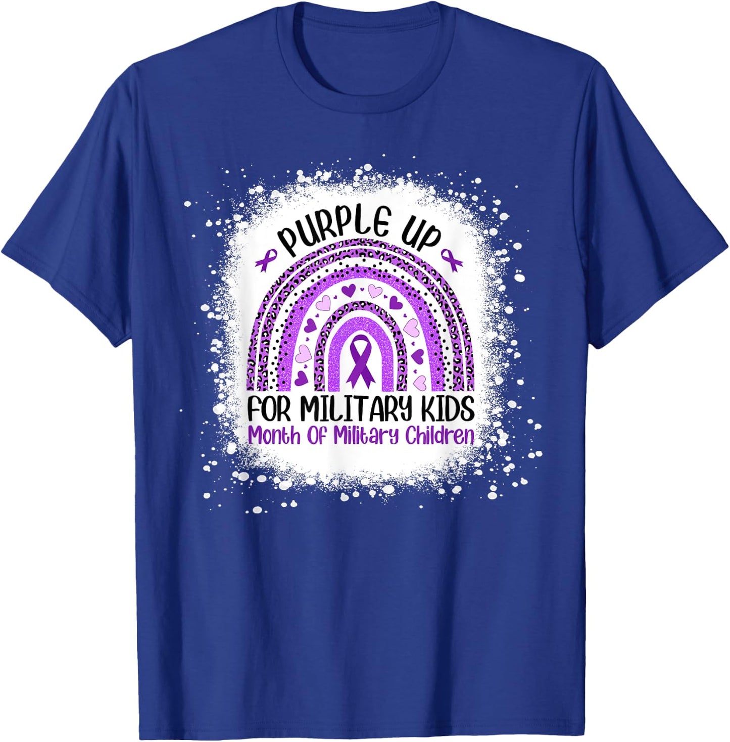 Purple Up for Military Kids Month Military Child Rainbow T-Shirt - T-Shirt | Royal