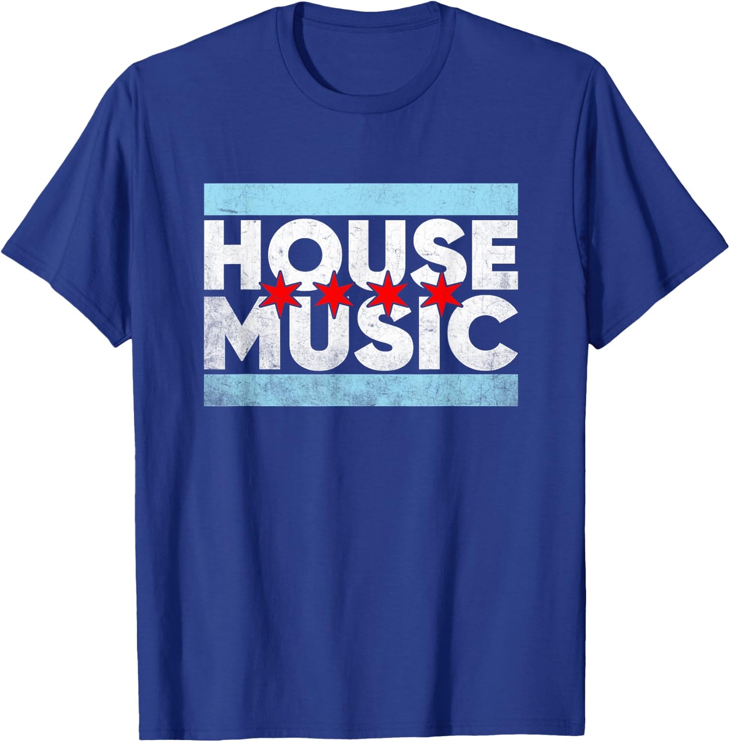 Chicago House Music - EDM DJ Retro Distressed T-Shirt - T-Shirt | Royal
